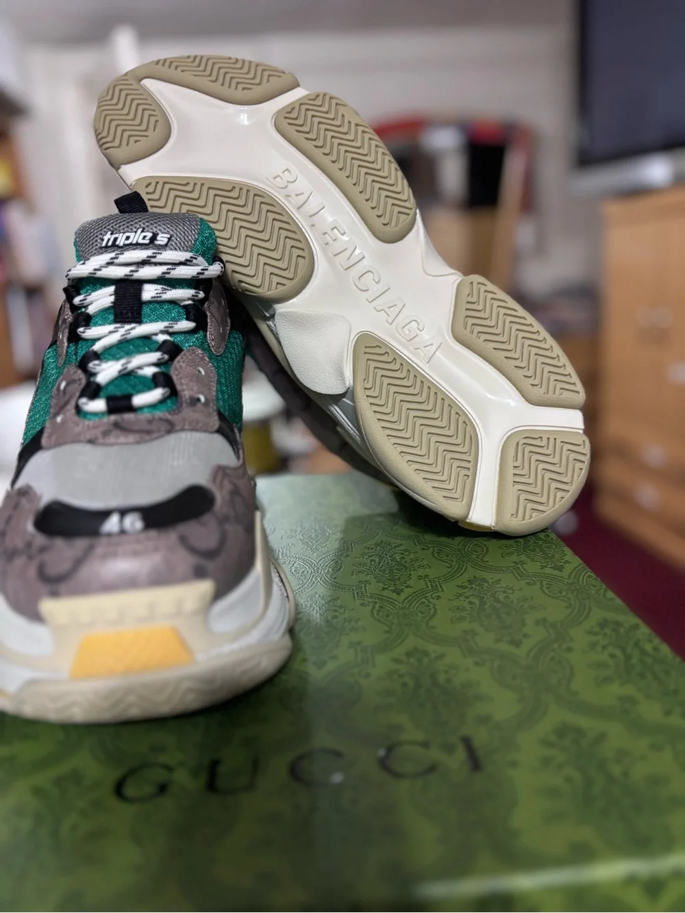 Gucci x Balenciaga The Hacker Project Triple S GG Supreme Sneakers EU 46 US 13